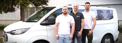 MOM Storen team with their company vehicle