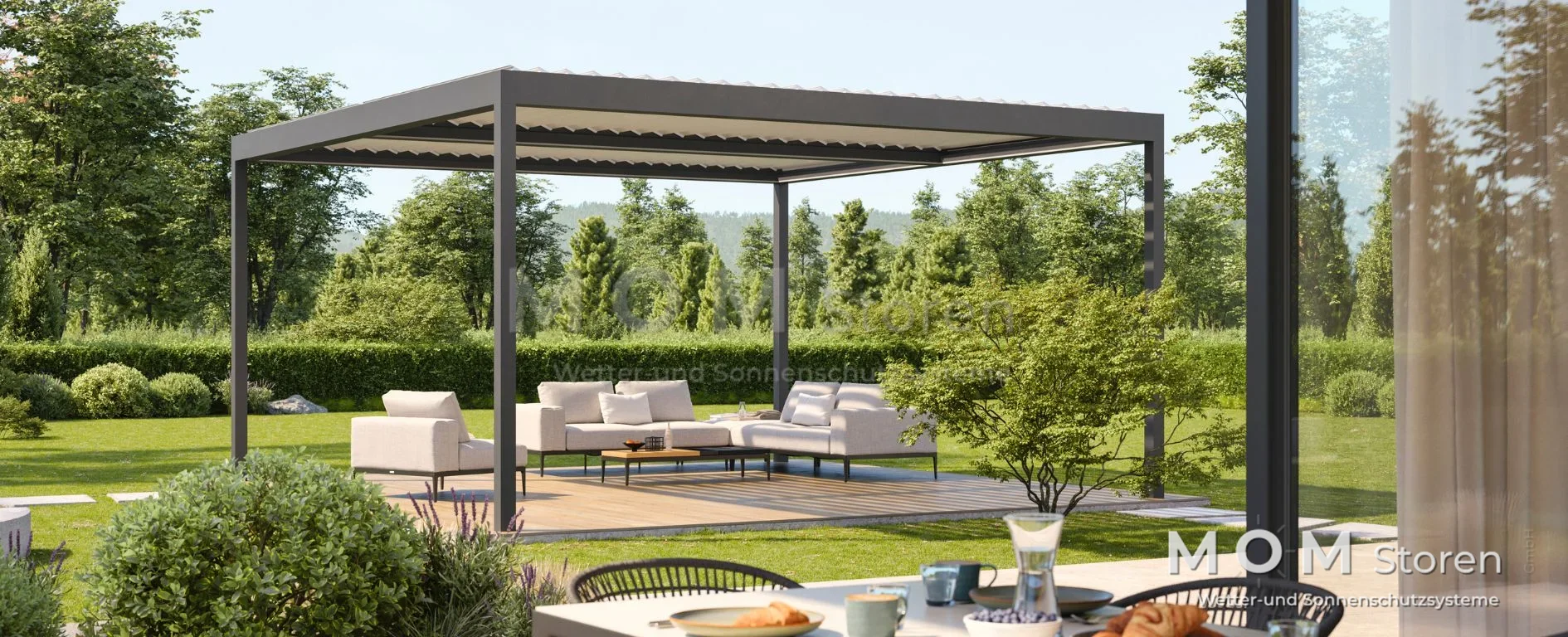 Pergola opening onto a garden